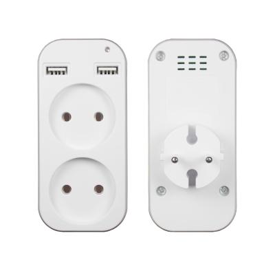 China Dual USB Ports USB Conversion Socket Extension Plug Charging European EU Plug 2 Slot Multiple Outlet 2A 5V for sale