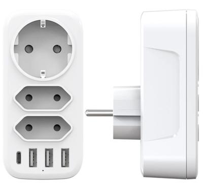 China 3 USB+ TYPE C New Product European Style Plug 3USB + Type C Plug Three In One Wall Plug Converter for sale