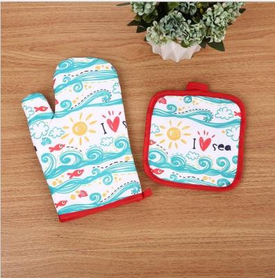 China Kitchen Printed Oven Mitts Microwave Gloves Heat Resistant for sale