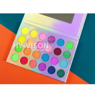 China Custom Glitter Waterproof Private Label Palette Glow Make Up Makeup Eyeshadow Marble Top Dye Neon Eyeshadow for sale