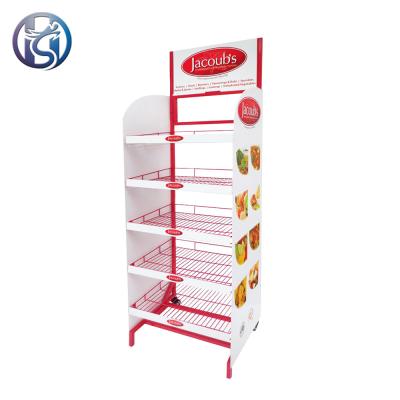 China Supermarket Shop 5 Tier Metal Potato Chips Display Stand Supermarket Potato Chips Display Rack for sale