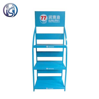 China 4s Store Car Accessories Retail Store Lube Oil Display Stand Gas Station Metal Motor Oil Display Rack for sale