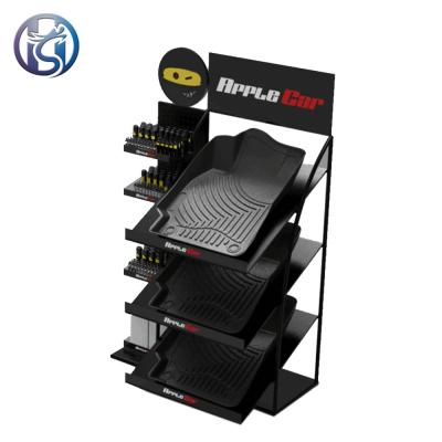 China store customized promotion 4s car accessories show stand floor stand car floor mat display rack for sale