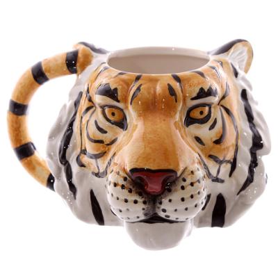 China Wholesale Custom Viable Animal Hand Painted Ceramic Coffee Mug Tiger Mug Anime Hand Painted Mug for sale