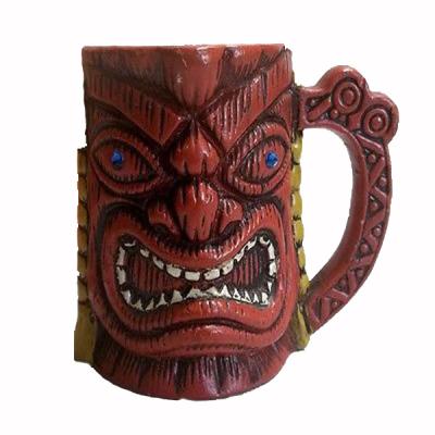 China Europe vintage hand painted clay red face ceramic bule eyes ceramic mug for sale