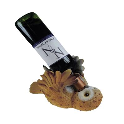 China Sustainable Exquisite Custom Resin Home Decor Animal Shaped Wine Rack Owl Wine Bottle Holder for sale