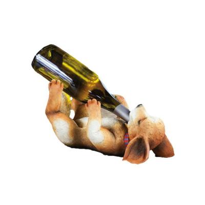 China Viable Cute Resin Handmade Dog Wine Bottle Holder For Sale Wholesale Animal Shaped Wine Rack for sale