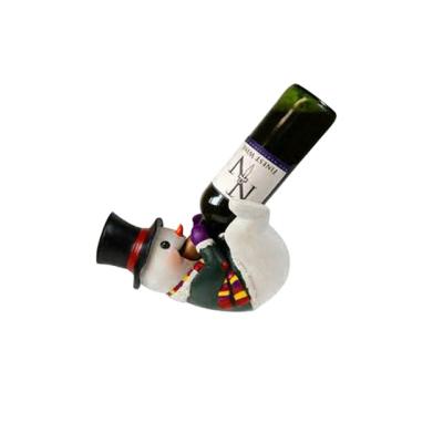 China Custom Viable Funny Hot Sale Decorative Snowman Polyresin Beer Wine Bottle Holder for sale