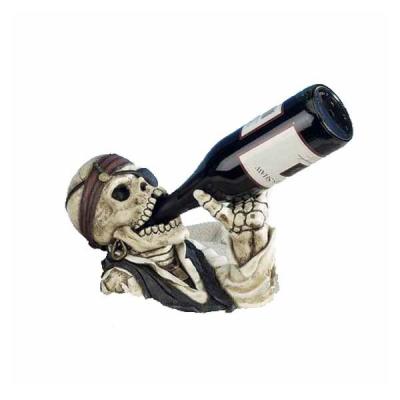 China Viable Custom Resin Pirate Skull Handmade Wine Bottle Holder for sale