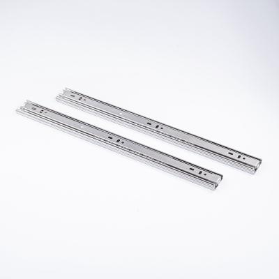 China 32mm System Hole Stainless Steel 35mm Three Section Telescopic Slide Rail Cabinet Drawer Slides for sale