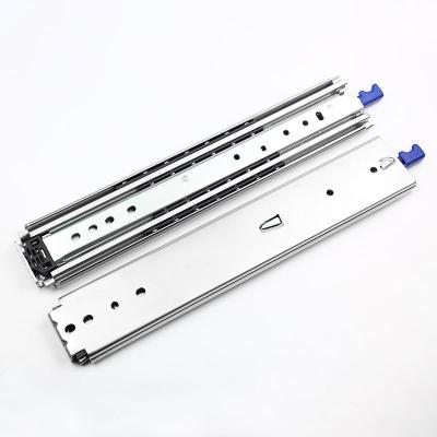 China 32mm System Hole Heavy Duty Telescopic Slides 76mm Three Section Heavy Load Drawer Slide Rail With Lock for sale