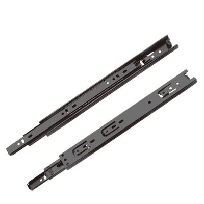 China 32mm System Hole Extension Black Metal 35mm Full Three Section Ball Bearing Cabinet Drawer Slides for sale