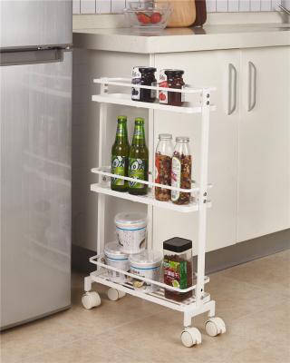 China Multi-Layer Gap Slot Kitchen Kitchen Fridge Sustainable Rack Floor Ultra-Narrow Rack Kitchen Side Mobile Storage Narrow Rack for sale