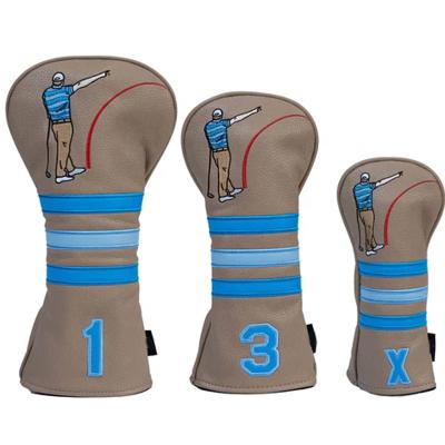 China Durable Custom Wood Driver Cover Golf Headcovers Embroidered OEM Logo Premium Pu Leather Patch Set for sale