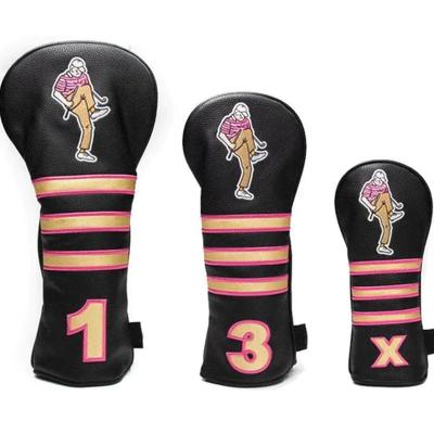 China PU Embroidery Durable Waterproof Custom Premium Synthetic Leather Driver Headcover Golf Wood Club Head Cover for sale