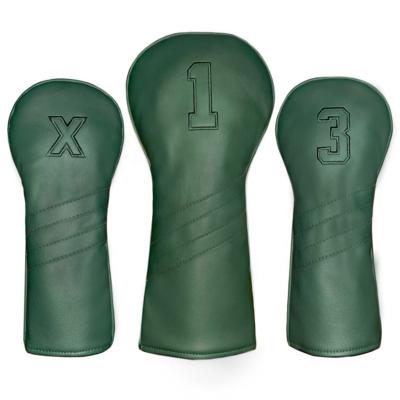 China OEM Durable Soft Colored Patch PU Leather Fairway Headcover Golf Club Custom Head Covers Woods Set 3 for sale