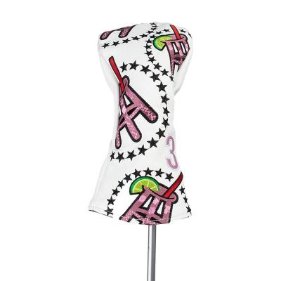 China Durable Custom Embroidery Premium PU Leather Covers Golf Hybrid Wood Head Cover for sale