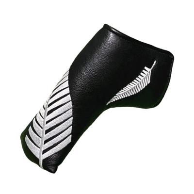 China Custom Black PU Leather Golf Headcover Magnetic Putter Club Cover Logo Premium Pu Leather Embroidery for sale