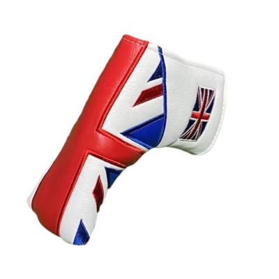 China White Custom Putter Durable Patch Embroidery Premium Pu Leather Golf Logo Putter Cover Blade Headcover for sale