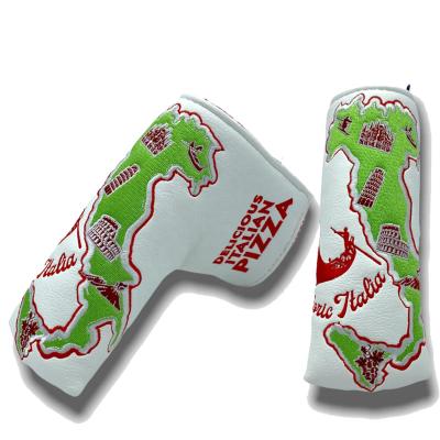 China Durable Waterproof Soft Embroidery PU Golf Custom Leather Magnetic Head Covers Putter Blade Headcovers for sale