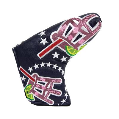 China Durable Custom PU Leather Embroidery Premium Golf Putter Headcovers Blade Magnetic Putter Headcover for sale