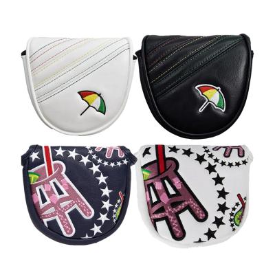 China PU Leather Custom Golf Putter Club Headcover Mallet Head Cover OEM Logo Pu Leather Embroidery Magnetic for sale