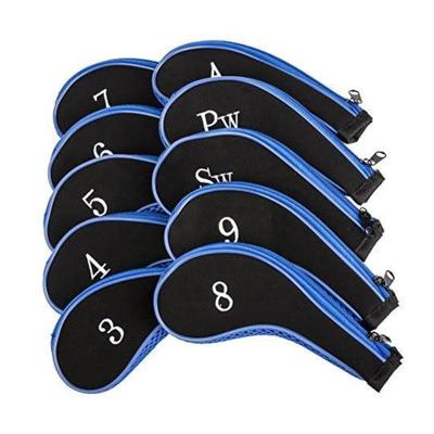 China Durable Custom Number Printing Neoprene Durable Zipper Golf Iron Headcover 9 Pcs Head Cover for sale