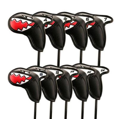 China OEM Durable Custom Shark PU Leather Golf Club Headcovers Iron Leather Set for sale