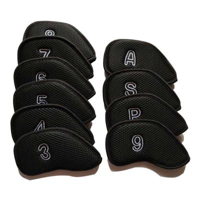 China Durable Fashion Golf Club Headcover Waterproof Black Leather Iron Headcover for sale