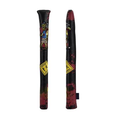 China Durable / Waterproof Cartoon Zombie Customized Premium Black Leather Alignment Club Headcovers Golf PU Head Cover for sale