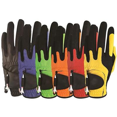 China Custom Washable Leather Golf Gloves Colorful Breathability Logo Golf Glove Non Slip Soft Comfortable Feel for sale