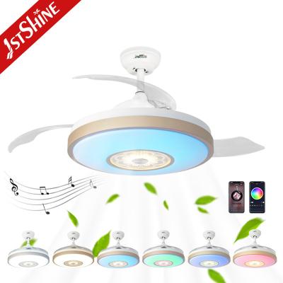 China New Arrival 1stshine Foldable 42 Inch Smart Modern Led Night Light Ceiling Fan With RGB Light for sale