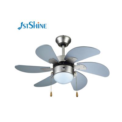 China With OEM 1stshine Light Energy Saving Home Decoration Modern MDF 6 Blades Pull Chain Switch Ceiling Fan With Lamp for sale