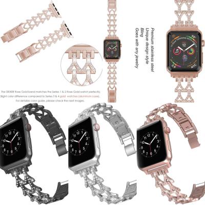 China New Luxury Stainless Steel Metal Watch Band For Apple Watch Stainless Steel Watch Strap Buckle for sale