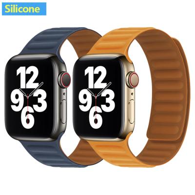 China 2021 Fashion Magnetic Silicone Band Watch Strap Solo Watch Buckle Straps For Apple Iwatch 4 3 Series 6 Se 5 for sale