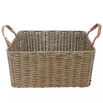 China Woven Stocked Storage Bins Storage Basket With Handles for sale