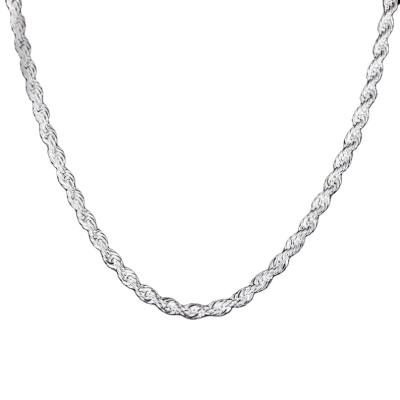 China Hiphop 925 Sterling Silver Necklace Plated Rope Chain for sale