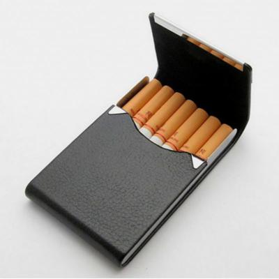 China Aluminum Cigarette Box Metal Cigar Cigarette Holder Tobacco Holder Pocket Box Storage Container Stainless Steel PU Card Smoking for sale