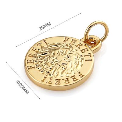 China Durable Design Round Shape with Ring Gold Metal Logo, Custom Hang Metal Name Tag for Handbags for sale