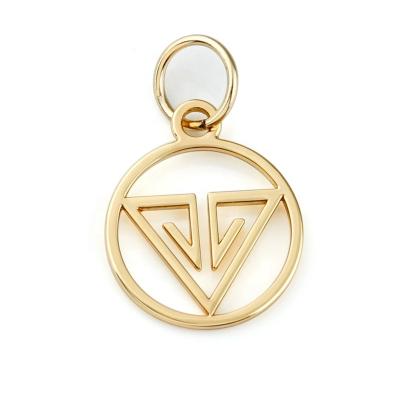 China Eco - Friendly Custom Handbag Accessories Round With Ring Metal Tag , Design Gold Metal Hanging Logo For Bag for sale