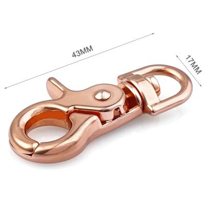 China Durable Metal Rose Gold Snap Hook, Wholesale Metal Trigger Handbags Hardware Snap Hook For Bags for sale