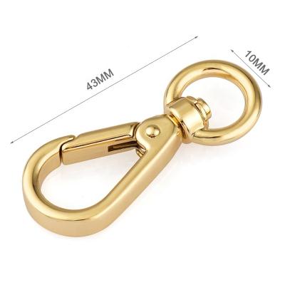 China Hot Selling Health Care 10mm Light Gold Metal Bag Hook, Ring Snap Hook Metal Clasp Key for Purse for sale