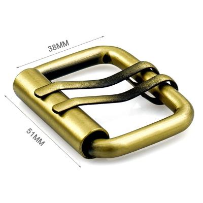 China Durable Iron Double Pins Belt Roller Buckle, Wholesale Brushed Antique Brass Belt Buckle For Man for sale