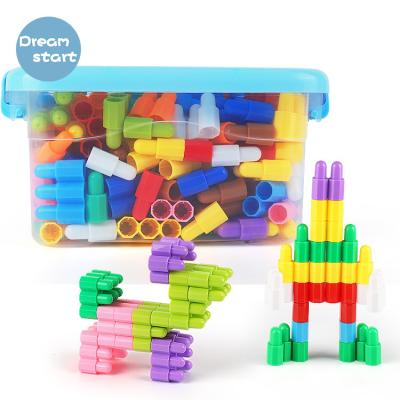 China Building Block Toy 100pcs Barrel Packing Set Classic Bullet Shape Plastic Building Blocks for sale