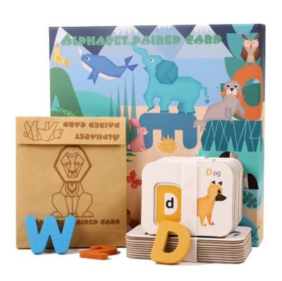 China Educational Toy Matching Numbers and Letters Numbers and Letters Cognitive 3D Wooden Puzzles Set Cards Kids Learning Educational Toys for sale