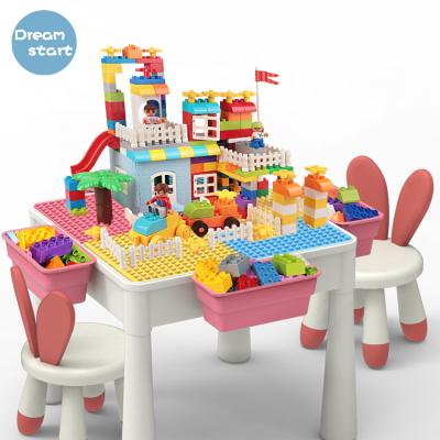 China Construction Toy Large building table with storage and suitable chairs for children to build, paint and eat children's play table for sale