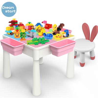 China Building Toy Multifunctional Activity Table Set with Storage Building Table Game Table Include 1 Chair and 400 Compatible Small Bricks for sale