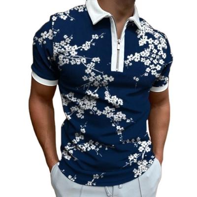 China Men High Quality Polo Shirt Zipper Collar Polo Shirts Casual Patchwork Homme Polo Shirt Short Sleeve Turn-Down 2022 New Style QUICK DRY for sale