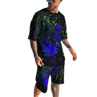 China Fierce lion QUICK DRY summer 3d printed men's T-shirt shorts set short sleeve tracksuit o neck men's clothing suit men's sportswear for sale