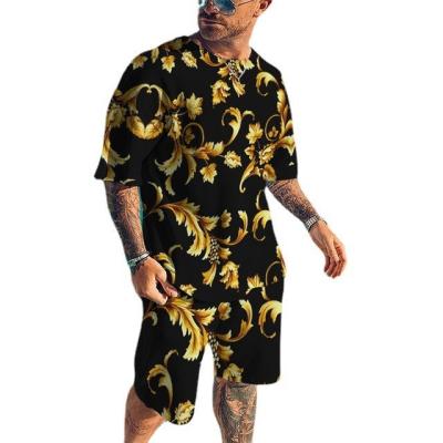 China QUICK DRY plus size two piece set for men tracksuit hip hop T-shirt top casual shorts sweat suit summer mens clothing for sale